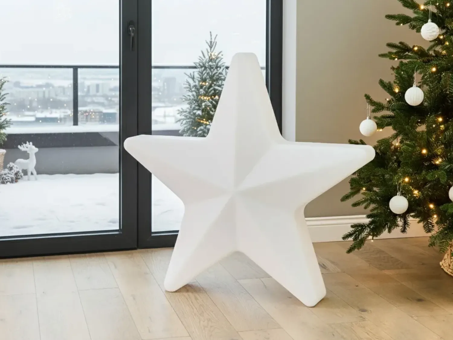 Hot Beliani Lampada da terra LED per esterni OLSAN Stella 76 cm Bianco