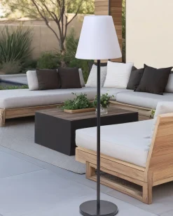 Hot Beliani Lampada da terra solare a LED per esterni FONESCA con telecomando Bianco Bianco Nero