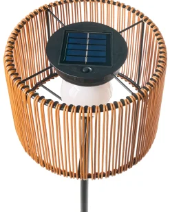 Discount Beliani Lampada da terra solare a LED per esterni LUENA Marrone Marrone Nero