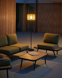 Discount Beliani Lampada da terra solare a LED per esterni LUENA Marrone Marrone Nero