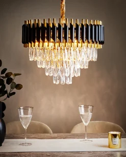 Discount Beliani Lampadario ABELLAS Metallo Oro Nero Oro