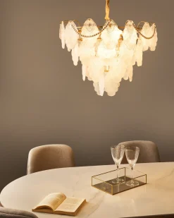 Outlet Beliani Lampadario ACARIGUA Vetro Ottone Ottone Trasparente