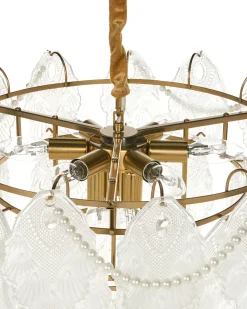 Outlet Beliani Lampadario ACARIGUA Vetro Ottone Ottone Trasparente