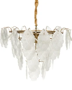 Outlet Beliani Lampadario ACARIGUA Vetro Ottone Ottone Trasparente