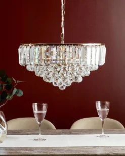 Sale Beliani Lampadario ACHEIRO L Cristallo Oro Oro Trasparente