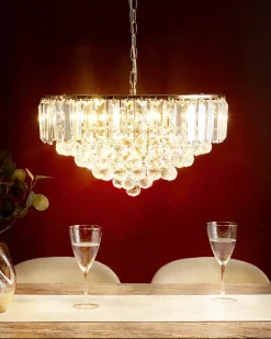 Sale Beliani Lampadario ACHEIRO L Cristallo Oro Oro Trasparente