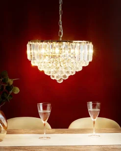 Outlet Beliani Lampadario ACHEIRO S Cristallo Oro Oro Trasparente