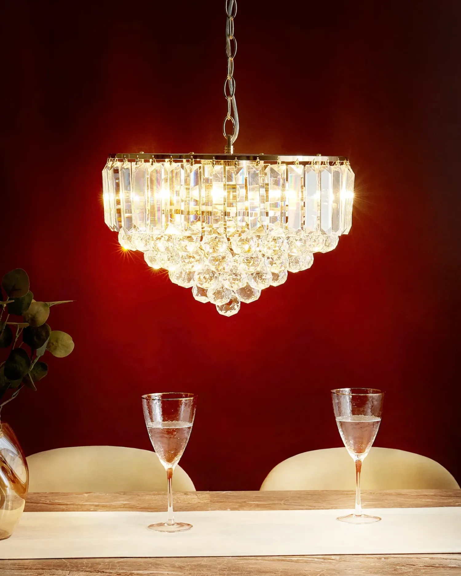 Outlet Beliani Lampadario ACHEIRO S Cristallo Oro Oro Trasparente