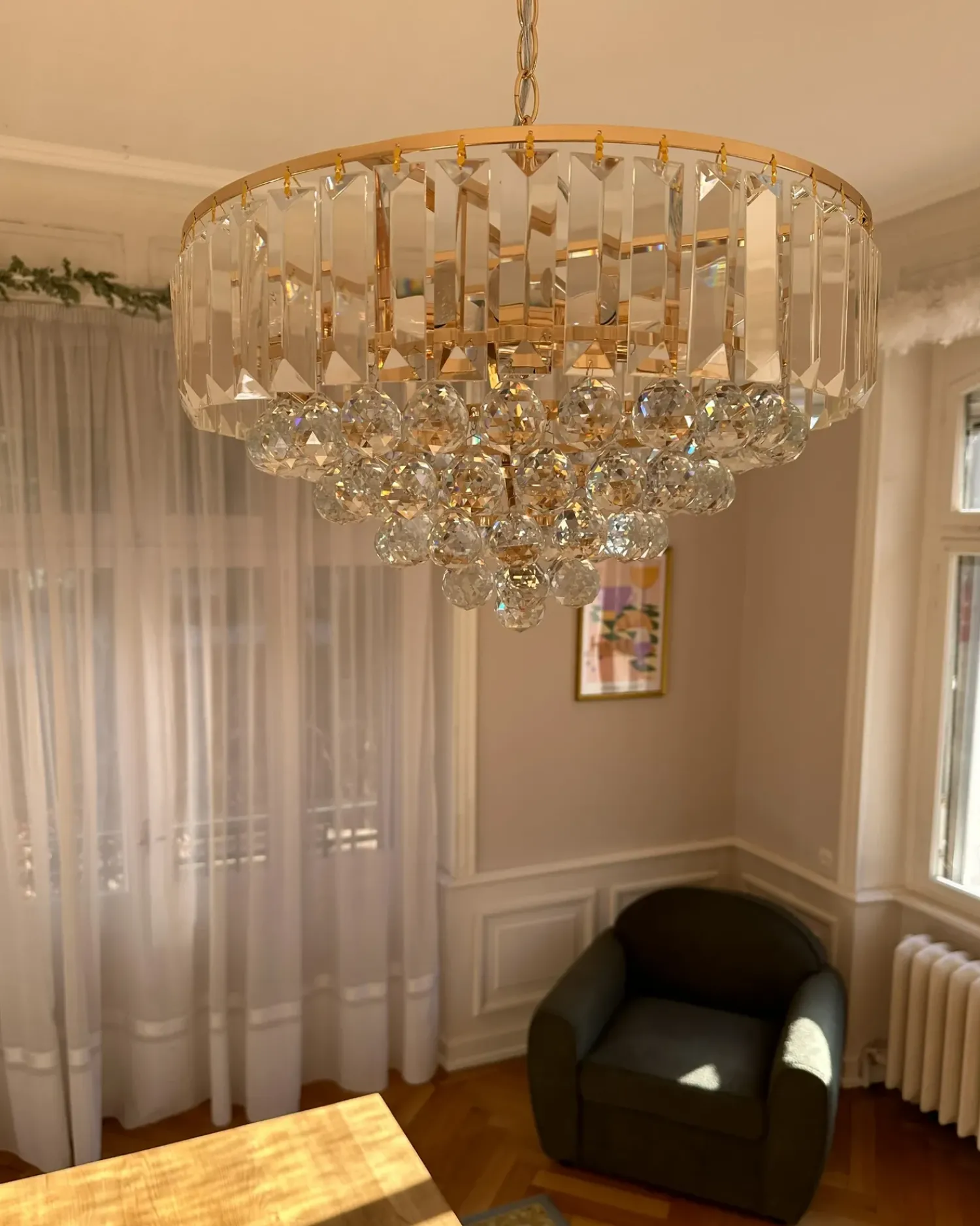 Outlet Beliani Lampadario ACHEIRO S Cristallo Oro Oro Trasparente
