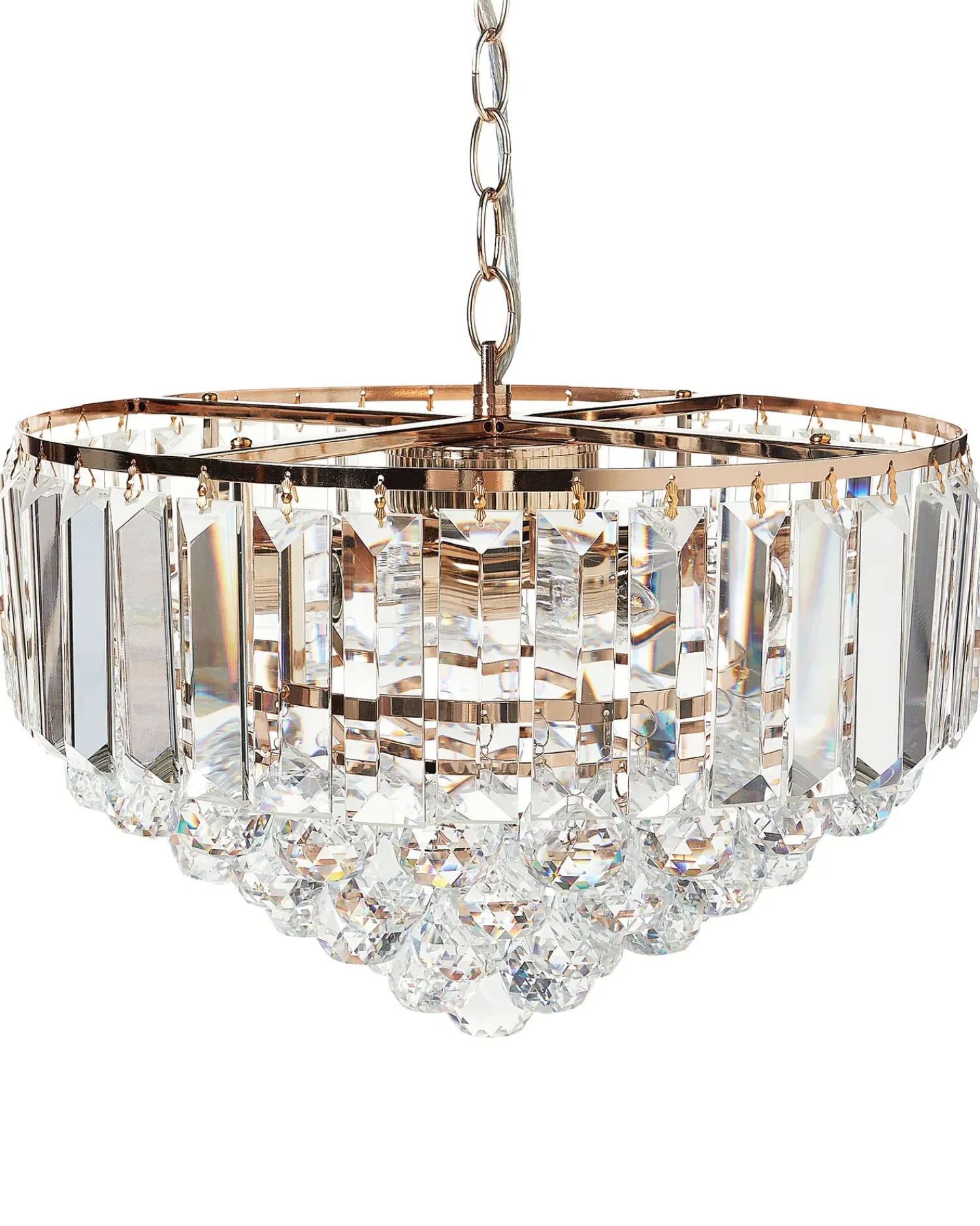 Outlet Beliani Lampadario ACHEIRO S Cristallo Oro Oro Trasparente