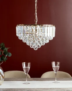 Outlet Beliani Lampadario ACHEIRO S Cristallo Oro Oro Trasparente