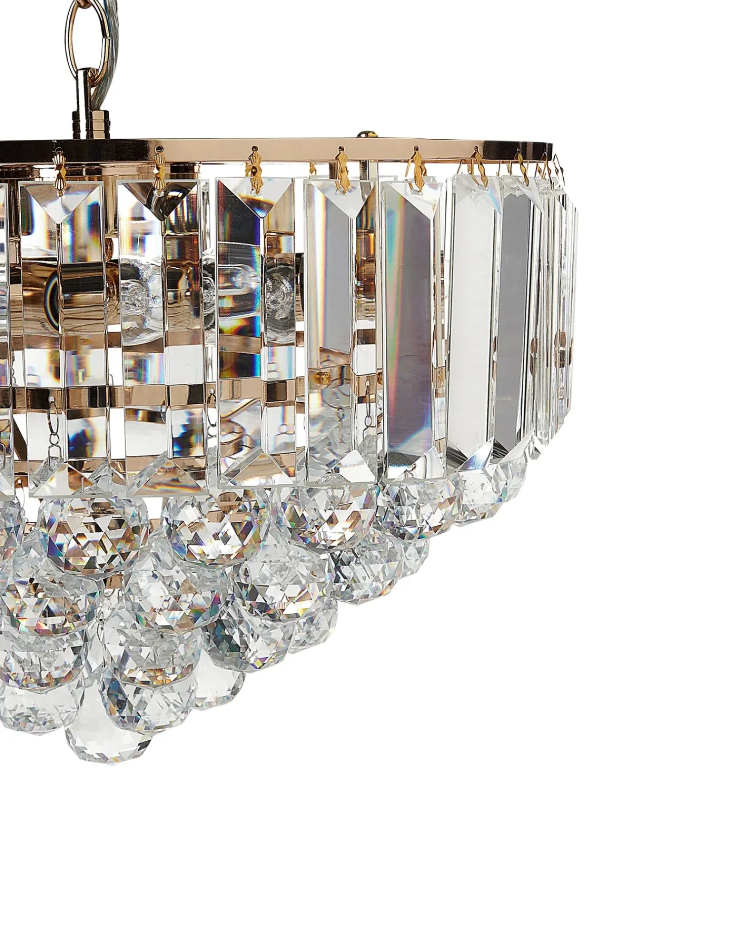 Outlet Beliani Lampadario ACHEIRO S Cristallo Oro Oro Trasparente