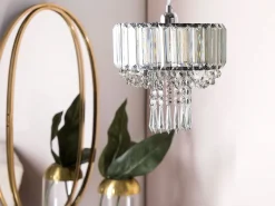 Beliani Lampadario ADORN Metallo Trasparente Trasparente Argento