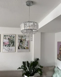 Beliani Lampadario ADORN Metallo Trasparente Trasparente Argento