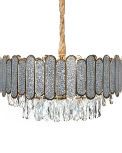New Beliani Lampadario AGUARICO Vetro Ottone Ottone Trasparente
