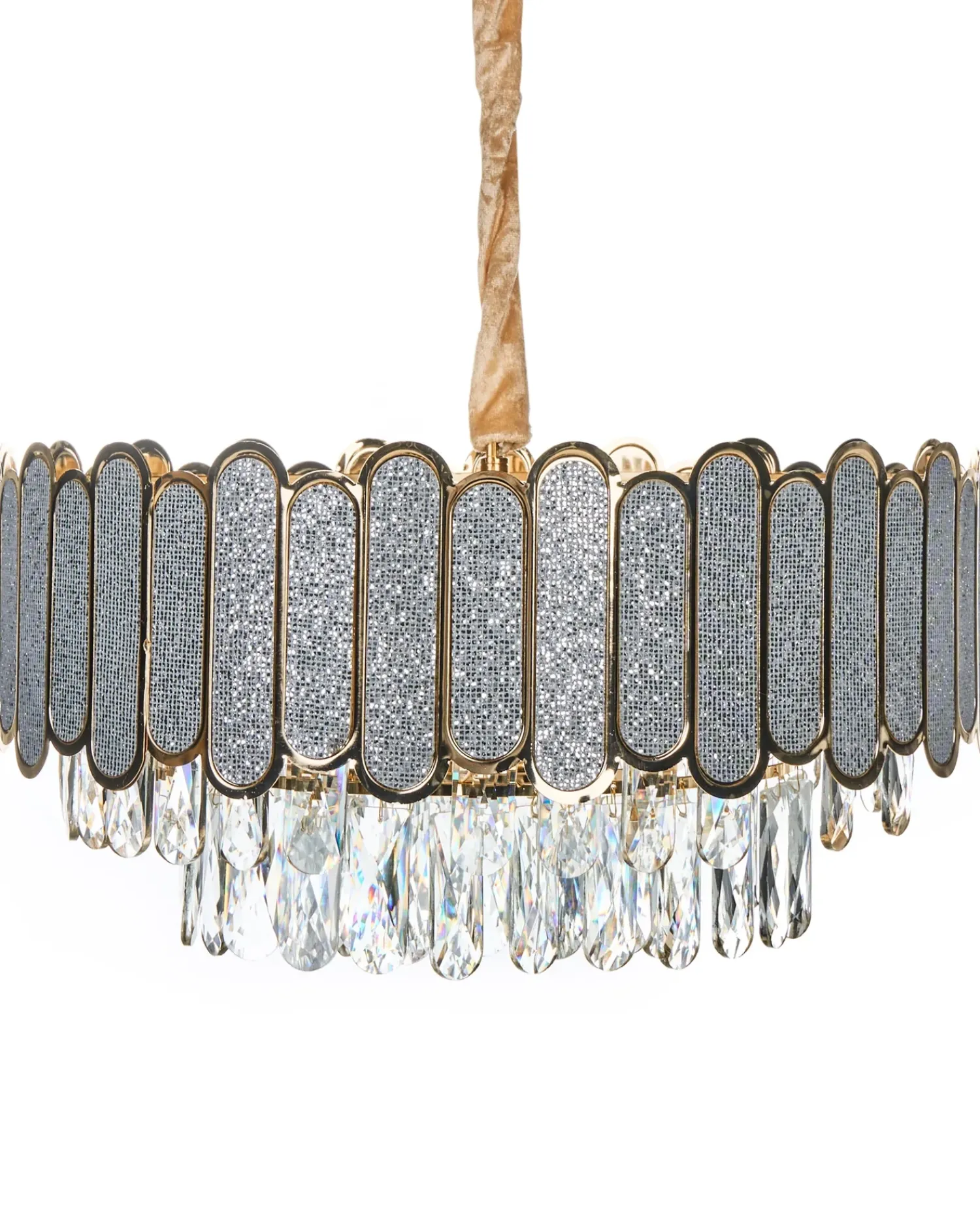 New Beliani Lampadario AGUARICO Vetro Ottone Ottone Trasparente