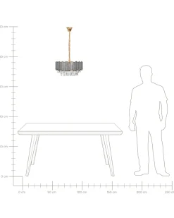 New Beliani Lampadario AGUARICO Vetro Ottone Ottone Trasparente