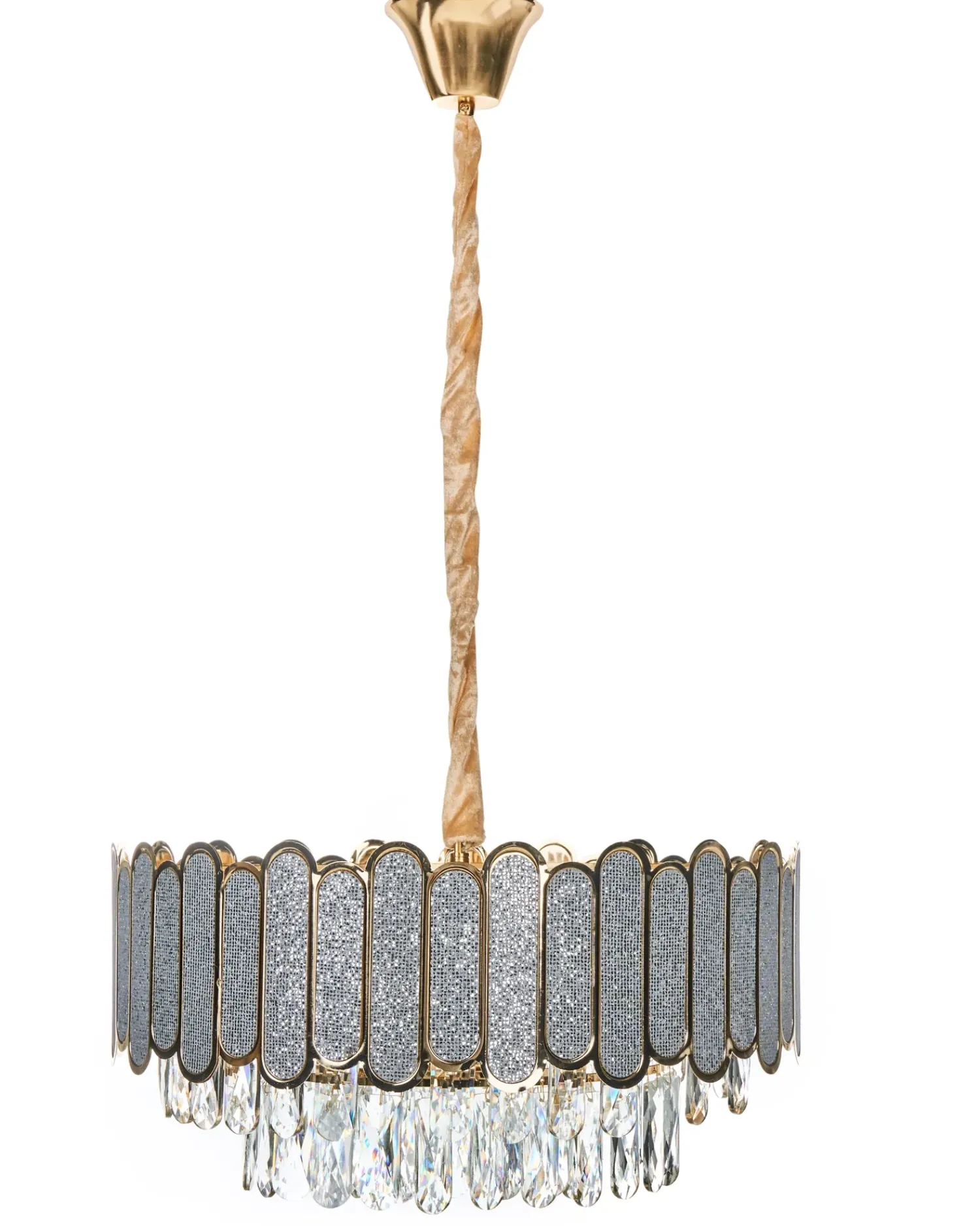 New Beliani Lampadario AGUARICO Vetro Ottone Ottone Trasparente