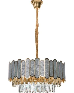 New Beliani Lampadario AGUARICO Vetro Ottone Ottone Trasparente