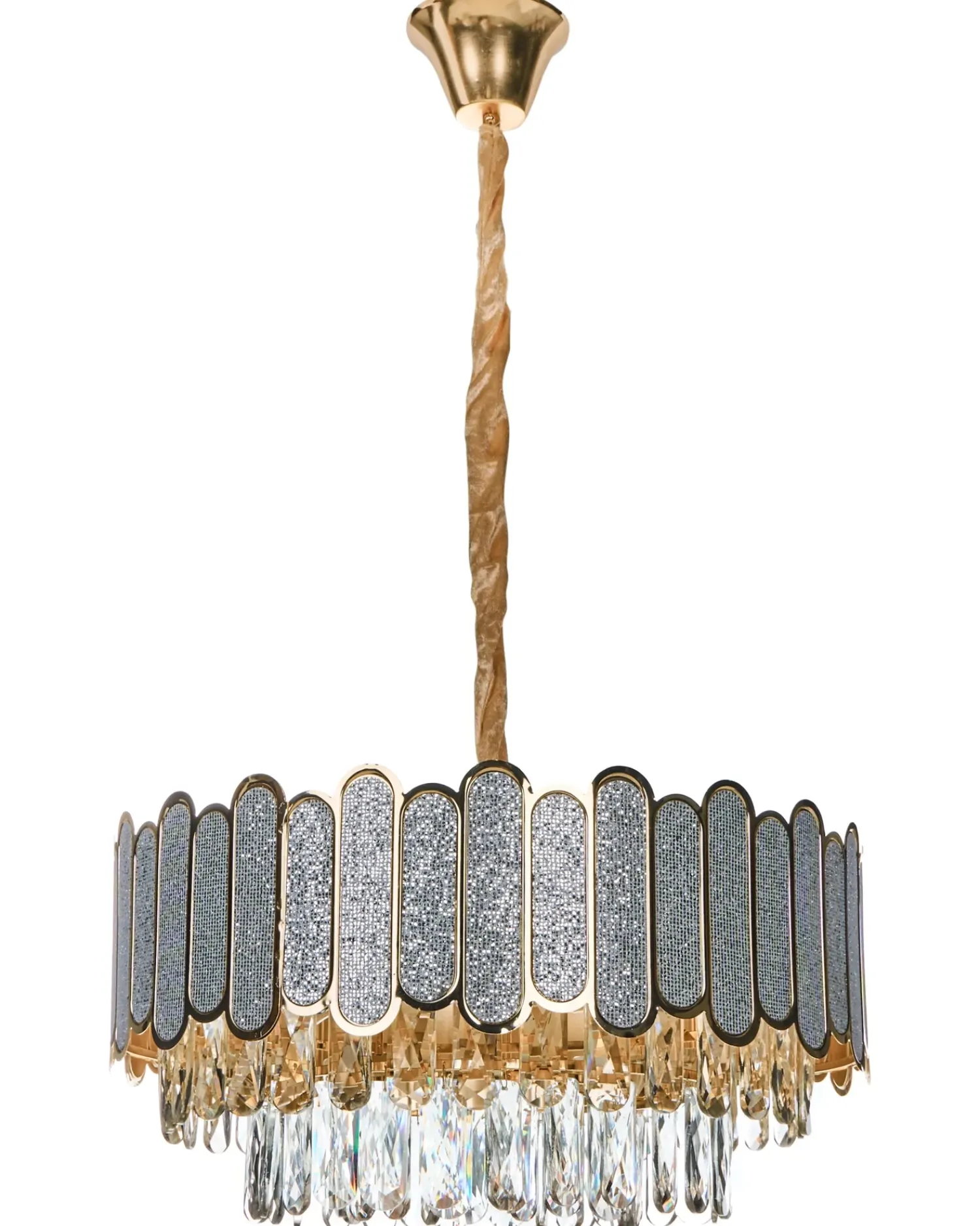 New Beliani Lampadario AGUARICO Vetro Ottone Ottone Trasparente