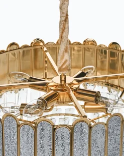 New Beliani Lampadario AGUARICO Vetro Ottone Ottone Trasparente
