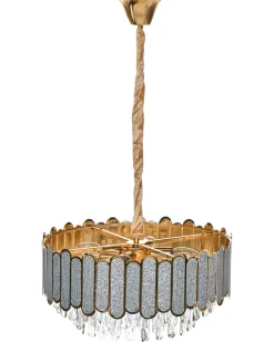 New Beliani Lampadario AGUARICO Vetro Ottone Ottone Trasparente