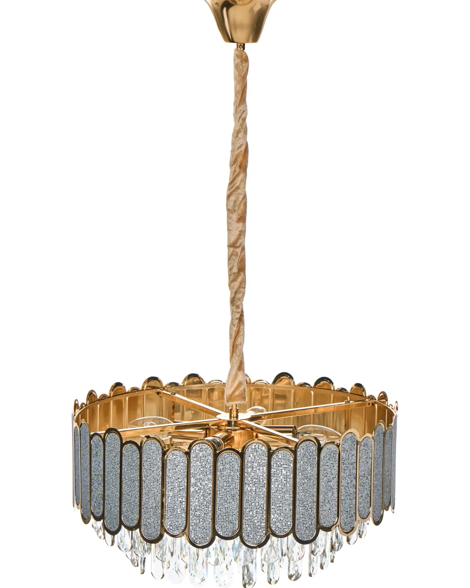 New Beliani Lampadario AGUARICO Vetro Ottone Ottone Trasparente