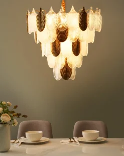 Discount Beliani Lampadario AGUIRRE Vetro Ottone Ottone Trasparente