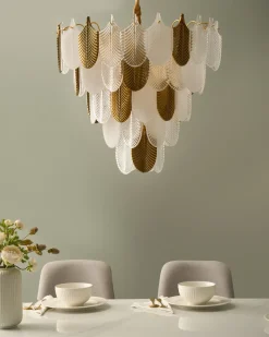 Discount Beliani Lampadario AGUIRRE Vetro Ottone Ottone Trasparente