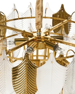 Discount Beliani Lampadario AGUIRRE Vetro Ottone Ottone Trasparente