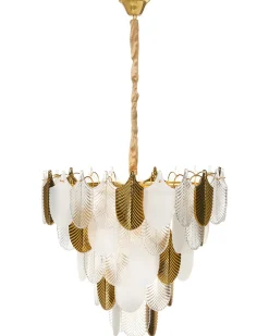 Discount Beliani Lampadario AGUIRRE Vetro Ottone Ottone Trasparente