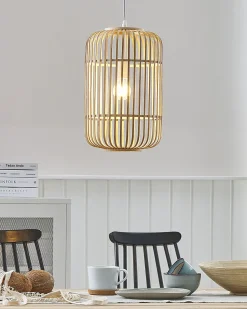 Outlet Beliani Lampadario AISNE Bambù chiaro Marrone