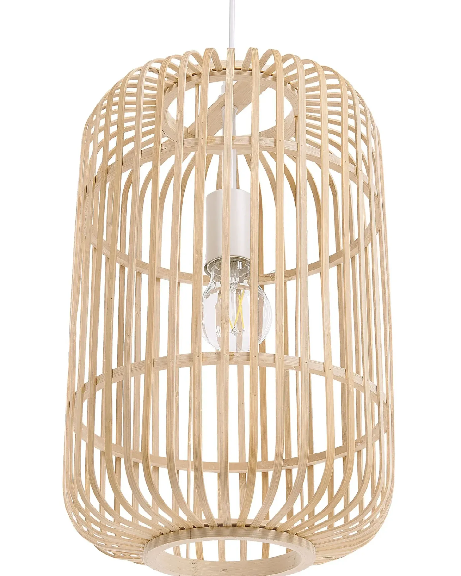 Outlet Beliani Lampadario AISNE Bambù chiaro Marrone
