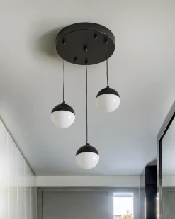 Discount Beliani Lampadario a LED ANKOBRA Metallo Nero Bianco Nero