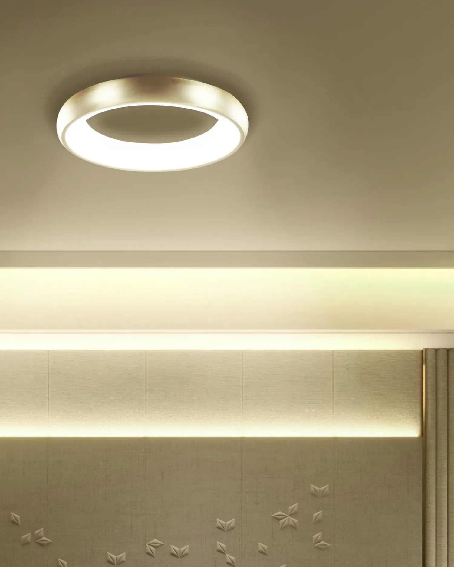 Outlet Beliani Lampadario a LED ATARAN Metallo Oro Bianco Oro