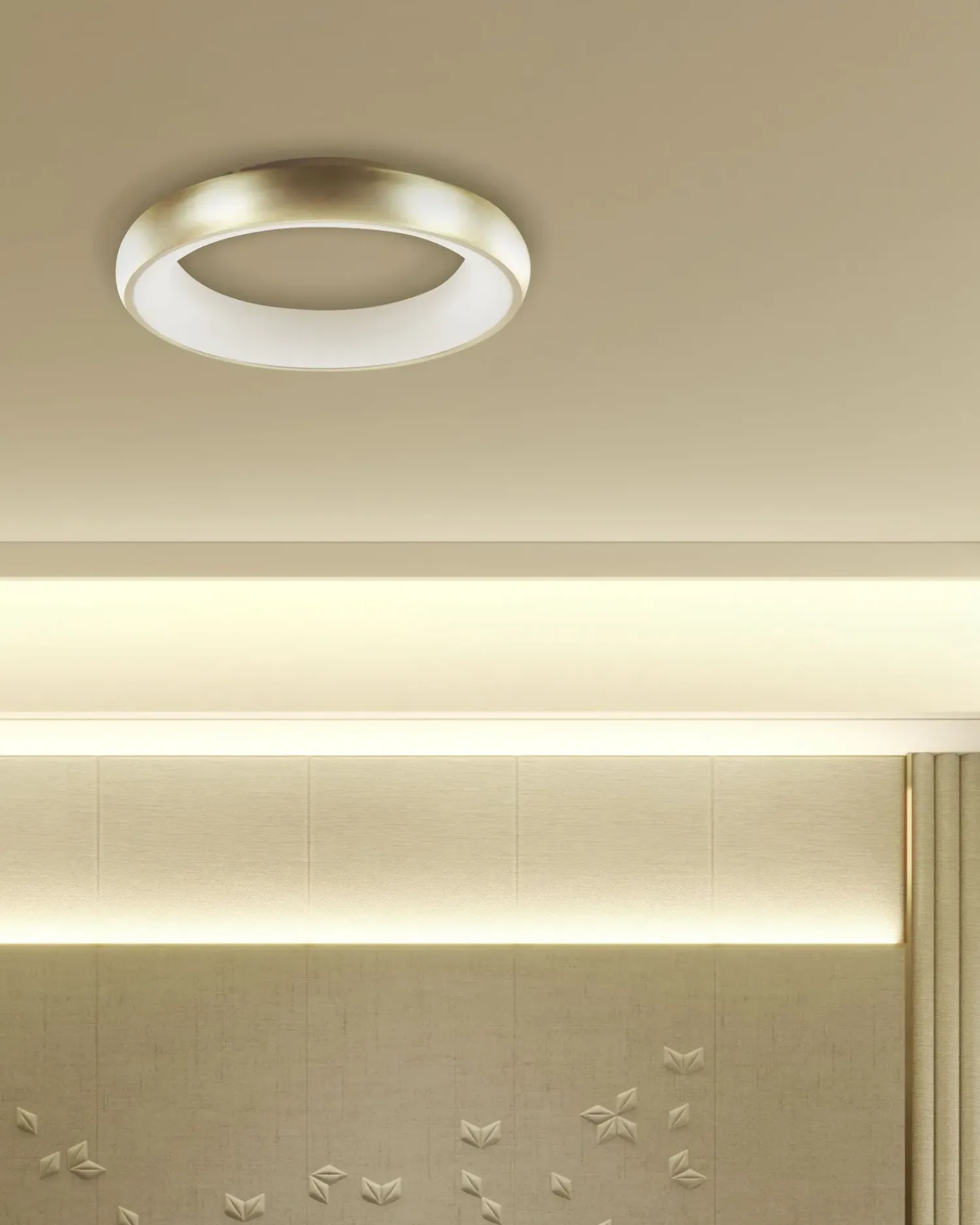 Outlet Beliani Lampadario a LED ATARAN Metallo Oro Bianco Oro