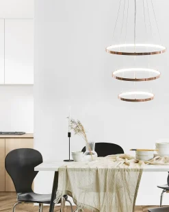 Outlet Beliani Lampadario a LED ATREK Metallo Oro rosa