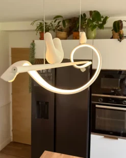 Best Beliani Lampadario a LED KHUTTI con telecomando con dimmer Metallo Bianco