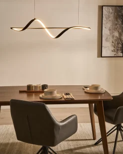 Outlet Beliani Lampadario a LED KHUTTI con telecomando con dimmer Metallo Nero