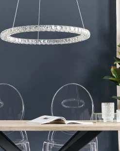 Discount Beliani Lampadario a LED MAGAT Cristallo Argento Trasparente Argento