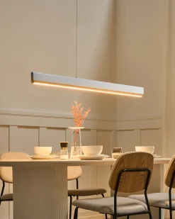 New Beliani Lampadario a LED MARA Metallo Bianco Bianco Marrone