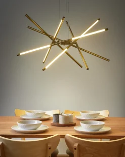 New Beliani Lampadario a LED PALUN con dimmer Metallo Oro