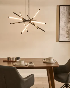Clearance Beliani Lampadario a LED PALUN con dimmer Metallo Nero