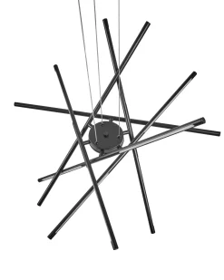 Clearance Beliani Lampadario a LED PALUN con dimmer Metallo Nero