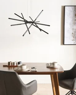 Clearance Beliani Lampadario a LED PALUN con dimmer Metallo Nero