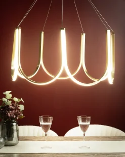 Beliani Lampadario a LED PERQUENO Metallo Oro