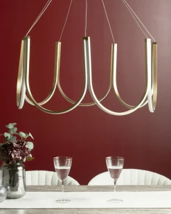 Beliani Lampadario a LED PERQUENO Metallo Oro
