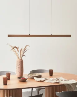 Beliani Lampadario a LED STEWARTS con telecomando con dimmer Legno di quercia chiaro Marrone