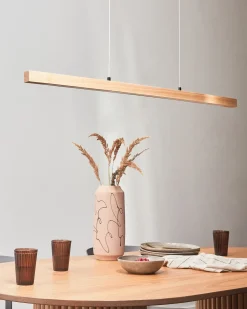 Beliani Lampadario a LED STEWARTS con telecomando con dimmer Legno di quercia chiaro Marrone