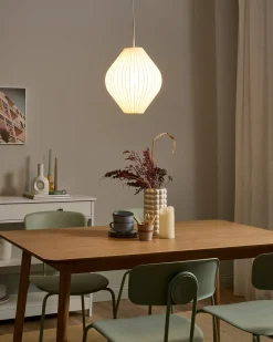 Beliani Lampadario ALME Tessuto Bianco